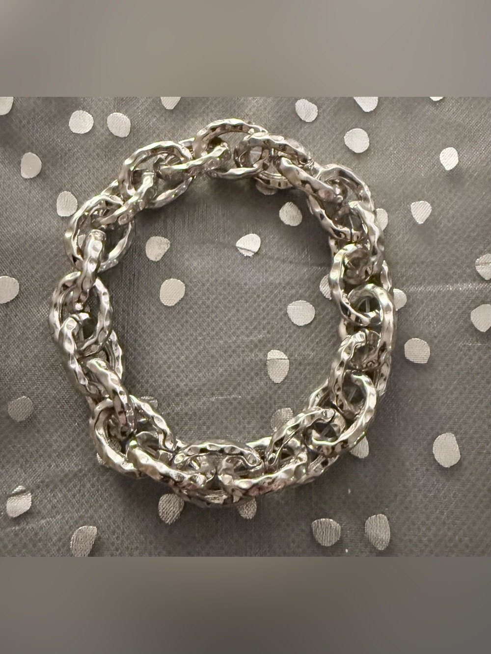 Lane Bryant Polished Silver-Tone Link Stretch Bracelet